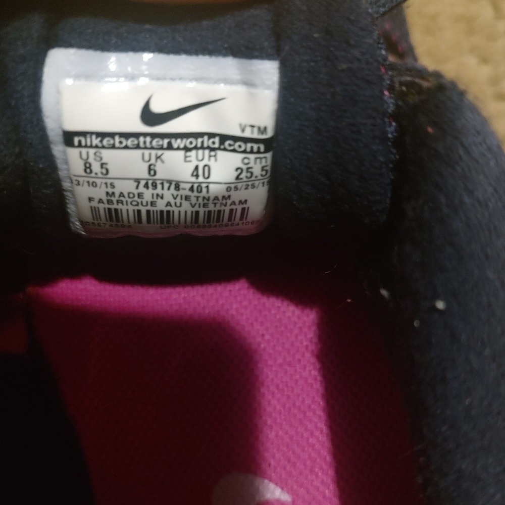 Nike Flex Run 4 Womens Navy Blue‎ Pink Running Shoes 749178-401 Size 8.5